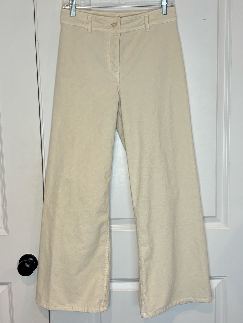 Nili Lotan Megan Wide Leg Corduroy Pants Ivory Cream 2